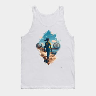 A Lone Explorer Ventures the Wasteland - Diamond Frame - Post Apocalyptic Tank Top